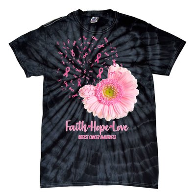 Breast Cancer Awareness Flowers Ribbons Tie-Dye T-Shirt