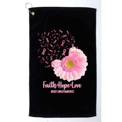 Breast Cancer Awareness Flowers Ribbons Platinum Collection Golf Towel