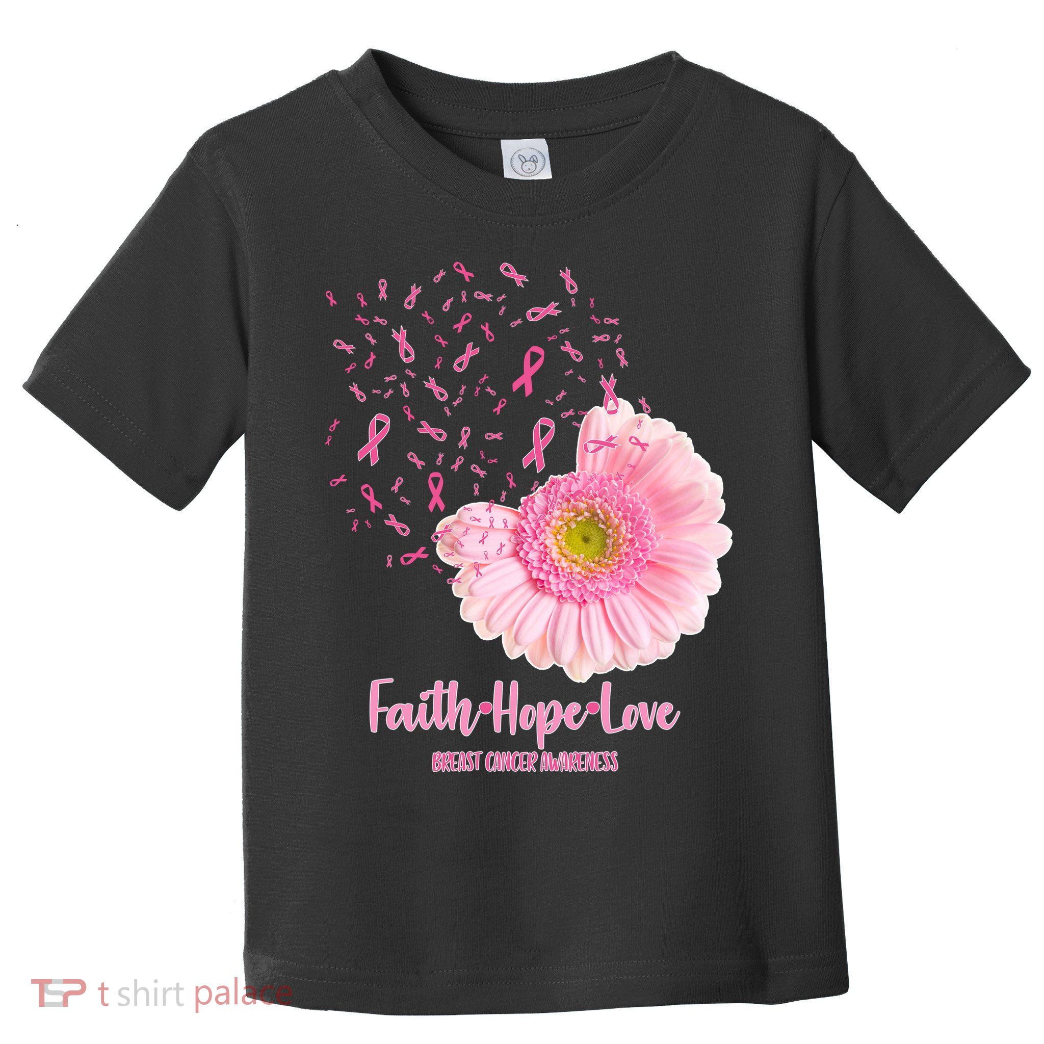 Breast Cancer Awareness Flowers Ribbons Toddler T-Shirt