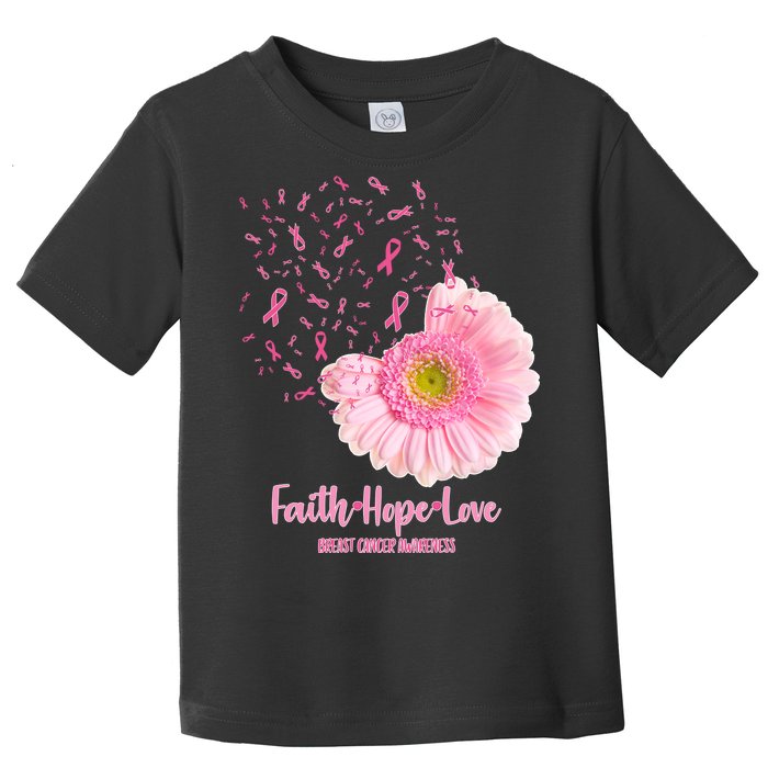 Breast Cancer Awareness Flowers Ribbons Toddler T-Shirt