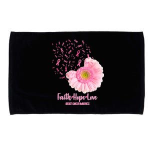 Breast Cancer Awareness Flowers Ribbons Microfiber Hand Towel