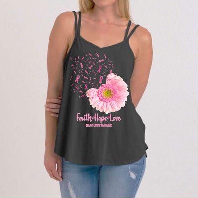 Breast Cancer Awareness Flowers Ribbons Women's Strappy Tank