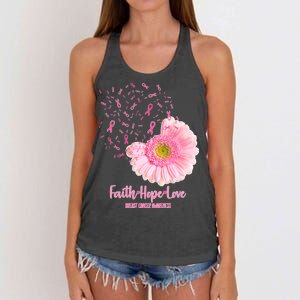 Breast Cancer Awareness Flowers Ribbons Women's Knotted Racerback Tank