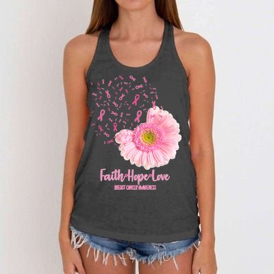 Breast Cancer Awareness Flowers Ribbons Women's Knotted Racerback Tank