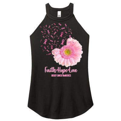 Breast Cancer Awareness Flowers Ribbons Women's Perfect Tri Rocker Tank