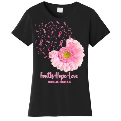 Breast Cancer Awareness Flowers Ribbons Women's T-Shirt