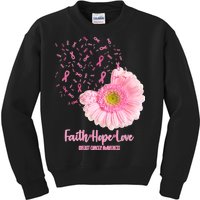 Breast Cancer Awareness Flowers Ribbons Kids Sweatshirt