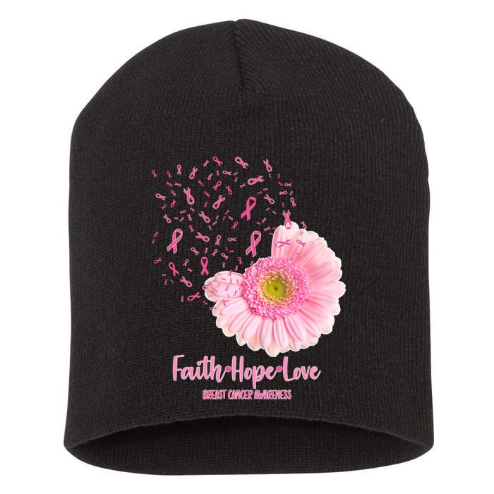 Breast Cancer Awareness Flowers Ribbons Short Acrylic Beanie