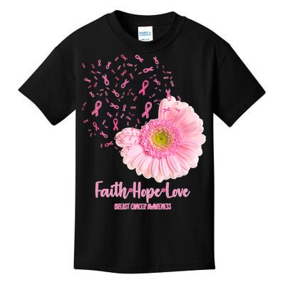 Breast Cancer Awareness Flowers Ribbons Kids T-Shirt