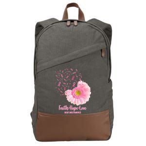 Breast Cancer Awareness Flowers Ribbons Cotton Canvas Backpack