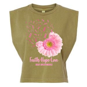 Breast Cancer Awareness Flowers Ribbons Garment-Dyed Women's Muscle Tee