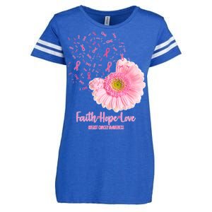 Breast Cancer Awareness Flowers Ribbons Enza Ladies Jersey Football T-Shirt