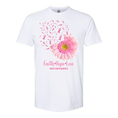 Breast Cancer Awareness Flowers Ribbons Softstyle® CVC T-Shirt