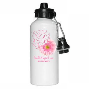 Breast Cancer Awareness Flowers Ribbons Aluminum Water Bottle