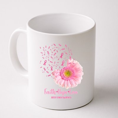 Breast Cancer Awareness Flowers Ribbons Coffee Mug