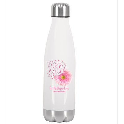 Breast Cancer Awareness Flowers Ribbons Stainless Steel Insulated Water Bottle