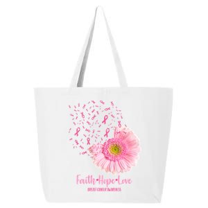 Breast Cancer Awareness Flowers Ribbons 25L Jumbo Tote