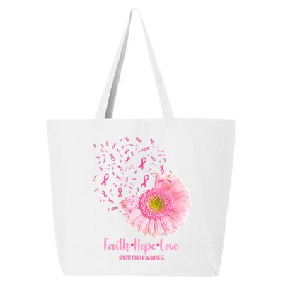 Breast Cancer Awareness Flowers Ribbons 25L Jumbo Tote