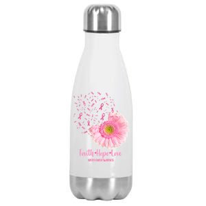 Breast Cancer Awareness Flowers Ribbons Stainless Steel Insulated Water Bottle