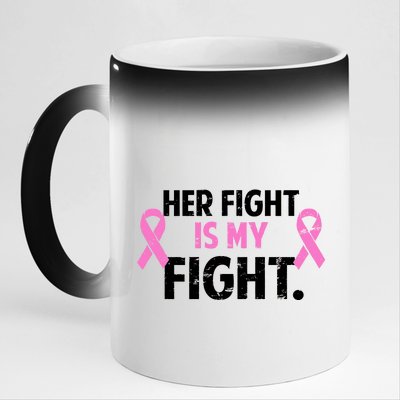 Breast Cancer Awareness Her Fight Is My Fight 11oz Black Color Changing Mug