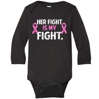 Breast Cancer Awareness Her Fight Is My Fight Baby Long Sleeve Bodysuit