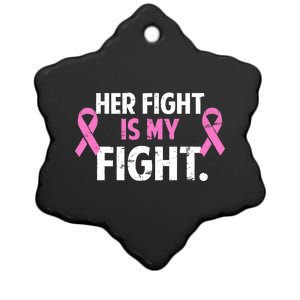 Breast Cancer Awareness Her Fight Is My Fight Ceramic Star Ornament