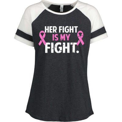 Breast Cancer Awareness Her Fight Is My Fight Enza Ladies Jersey Colorblock Tee