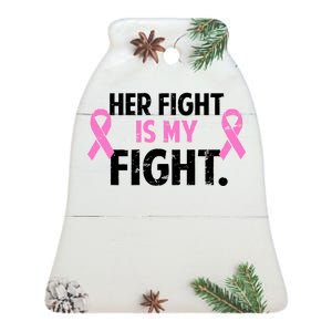 Breast Cancer Awareness Her Fight Is My Fight Ceramic Bell Ornament