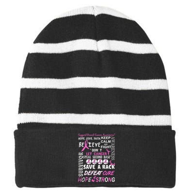 Breast Cancer Awareness Mash-Up Striped Beanie with Solid Band