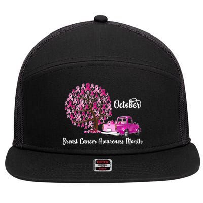 Breast Cancer Awareness Month October Roots 7 Panel Mesh Trucker Snapback Hat