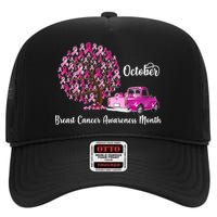 Breast Cancer Awareness Month October Roots High Crown Mesh Back Trucker Hat