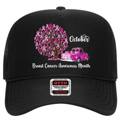 Breast Cancer Awareness Month October Roots High Crown Mesh Back Trucker Hat