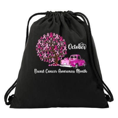 Breast Cancer Awareness Month October Roots Drawstring Bag