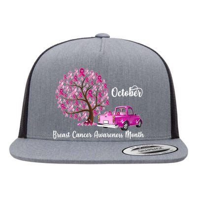 Breast Cancer Awareness Month October Roots Flat Bill Trucker Hat