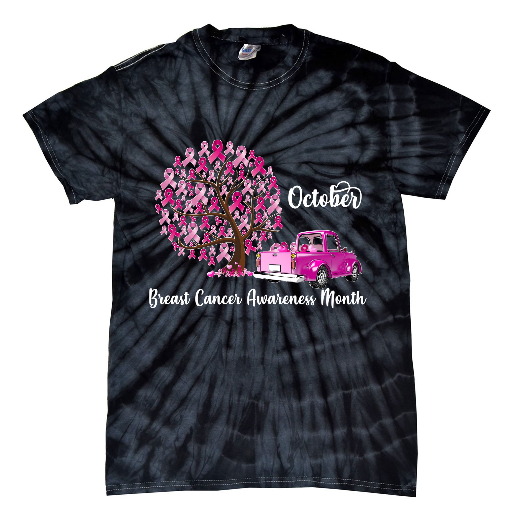 Breast Cancer Awareness Month October Roots Tie-Dye T-Shirt
