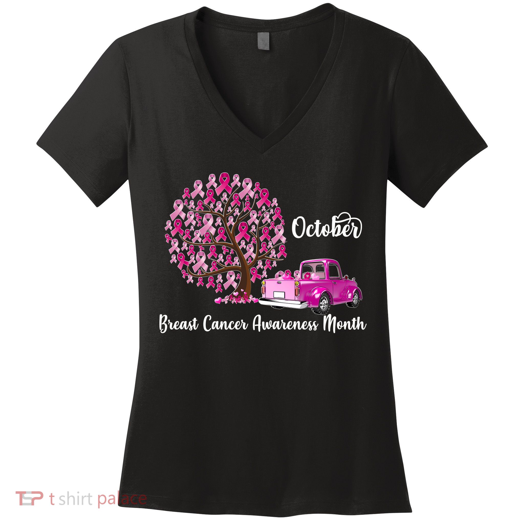 Breast Cancer Awareness Month October Roots Women's V-Neck T-Shirt