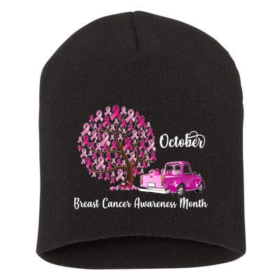 Breast Cancer Awareness Month October Roots Short Acrylic Beanie