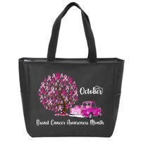 Breast Cancer Awareness Month October Roots Zip Tote Bag