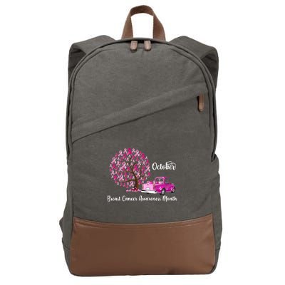 Breast Cancer Awareness Month October Roots Cotton Canvas Backpack