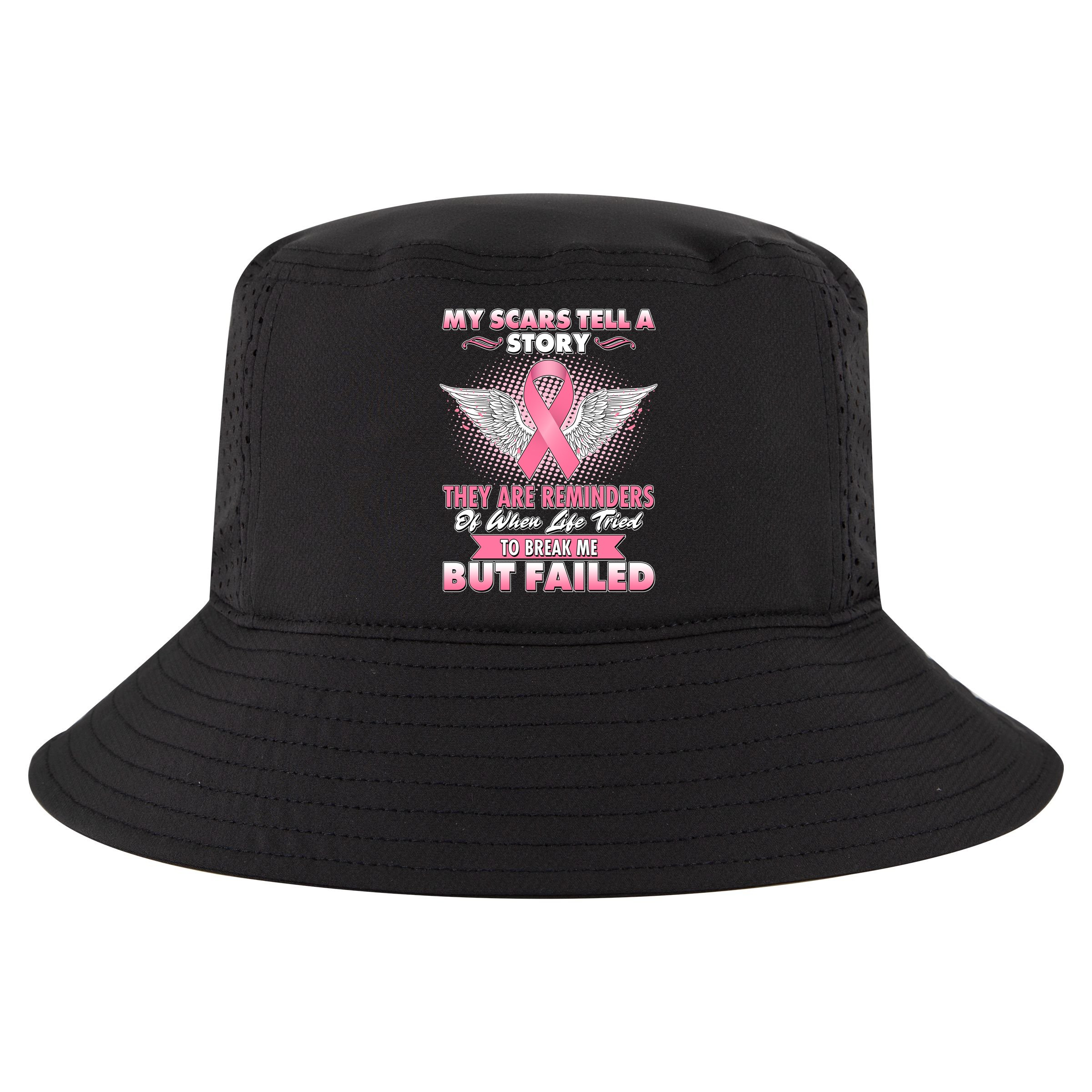 Breast Cancer Awareness My Scars Tell A Story Cool Comfort Performance Bucket Hat