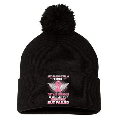 Breast Cancer Awareness My Scars Tell A Story Pom Pom 12in Knit Beanie