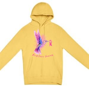 Breast Cancer Awareness Painted Hummingbird Premium Pullover Hoodie