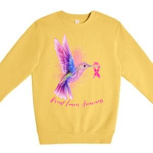 Breast Cancer Awareness Painted Hummingbird Premium Crewneck Sweatshirt