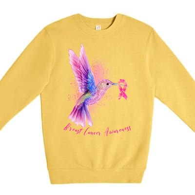 Breast Cancer Awareness Painted Hummingbird Premium Crewneck Sweatshirt