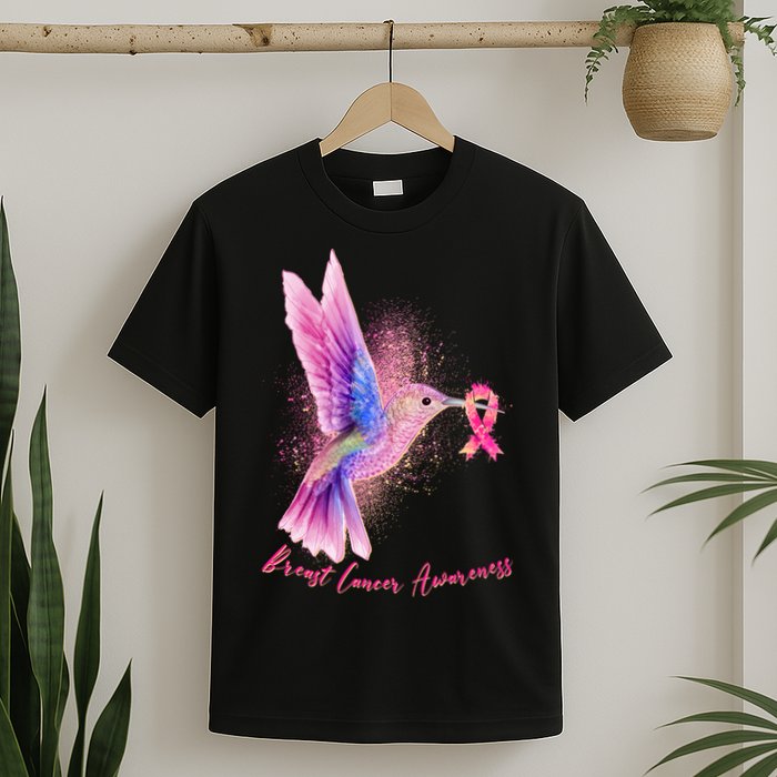 Breast Cancer Awareness Painted Hummingbird T-Shirt