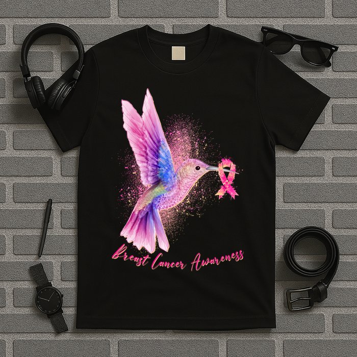 Breast Cancer Awareness Painted Hummingbird T-Shirt