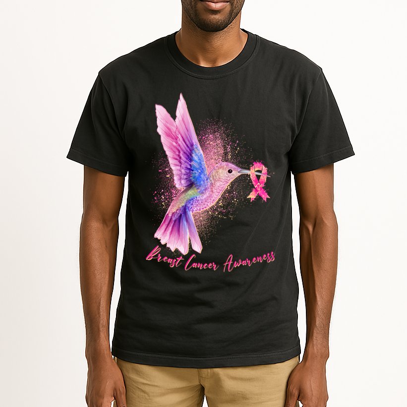 Breast Cancer Awareness Painted Hummingbird Tall T-Shirt