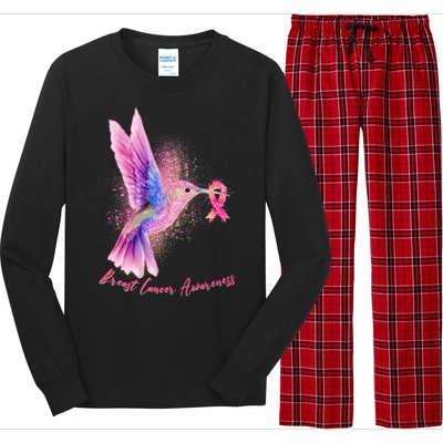 Breast Cancer Awareness Painted Hummingbird Long Sleeve Pajama Set