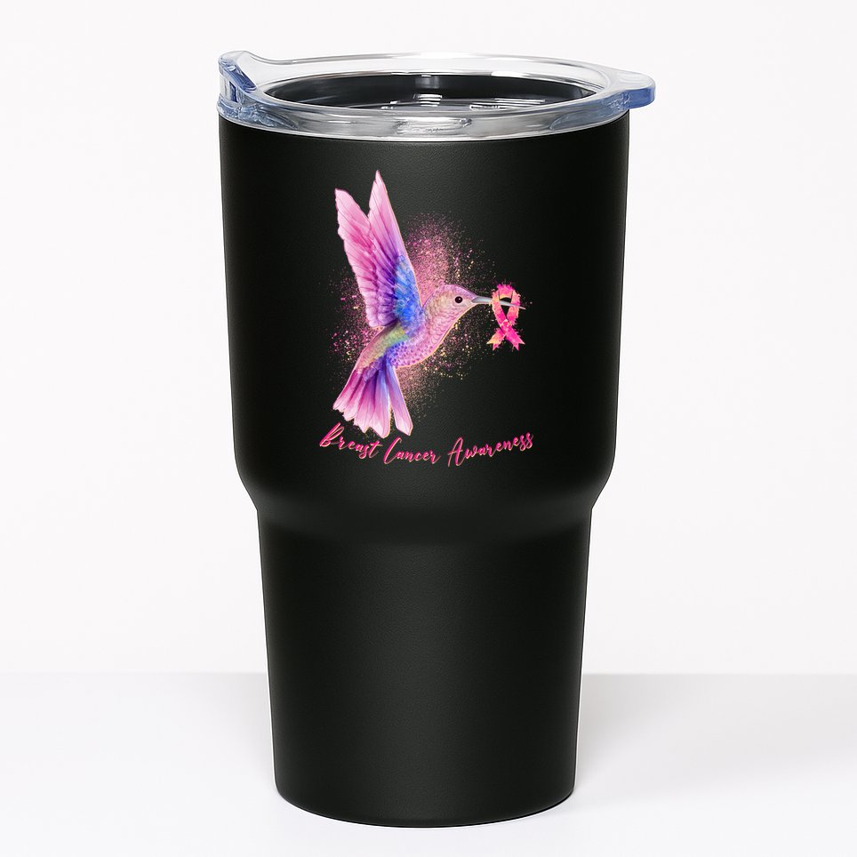 Breast Cancer Awareness Painted Hummingbird Tumbler