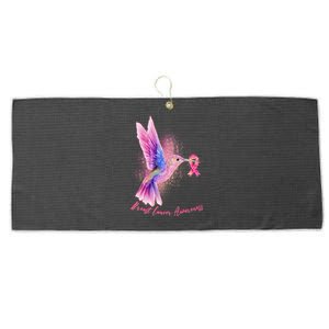 Breast Cancer Awareness Painted Hummingbird Large Microfiber Waffle Golf Towel